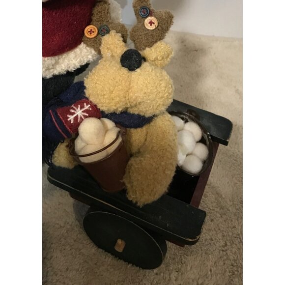 Santa Claus Riding a Bike & Reindeer Plush Toy Wagon 13" Tall 11" Wide - Picture 3 of 10